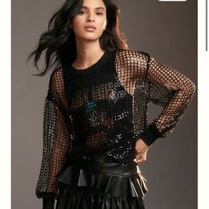 Anthropologie Pilcro Long-Sleeve Sequin Shine Top NWT
